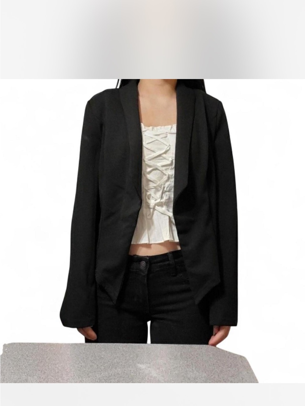 SHEIN Black Open-Front Blazer Jacket
